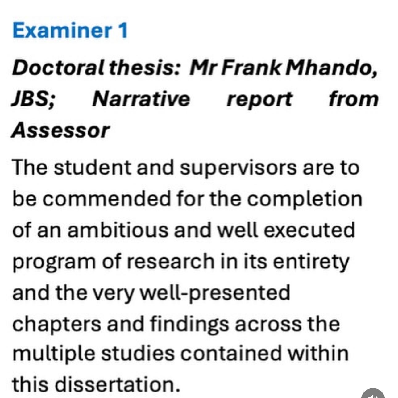 Evidence supporting academic excellence